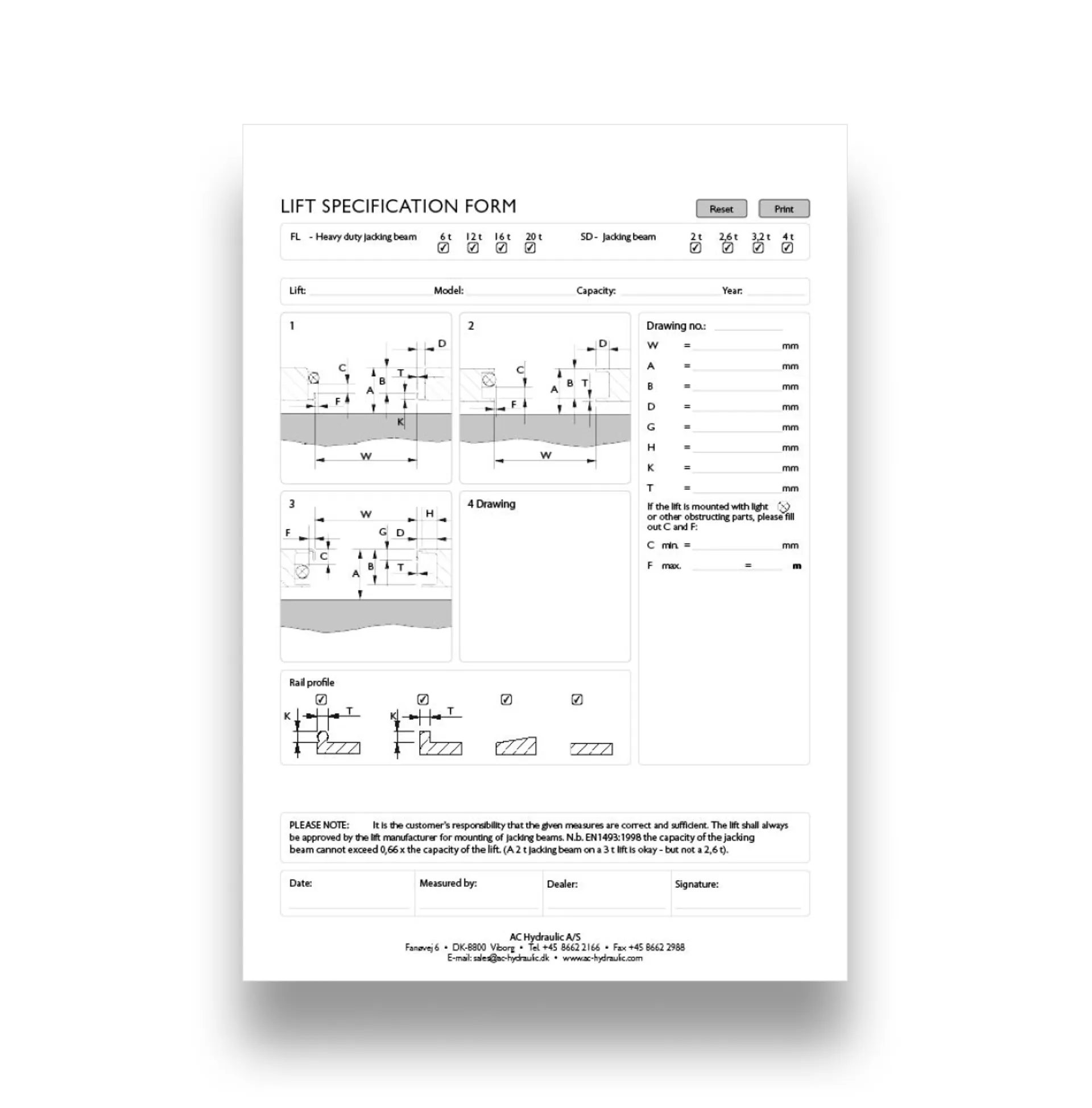 AC Specification Forms
